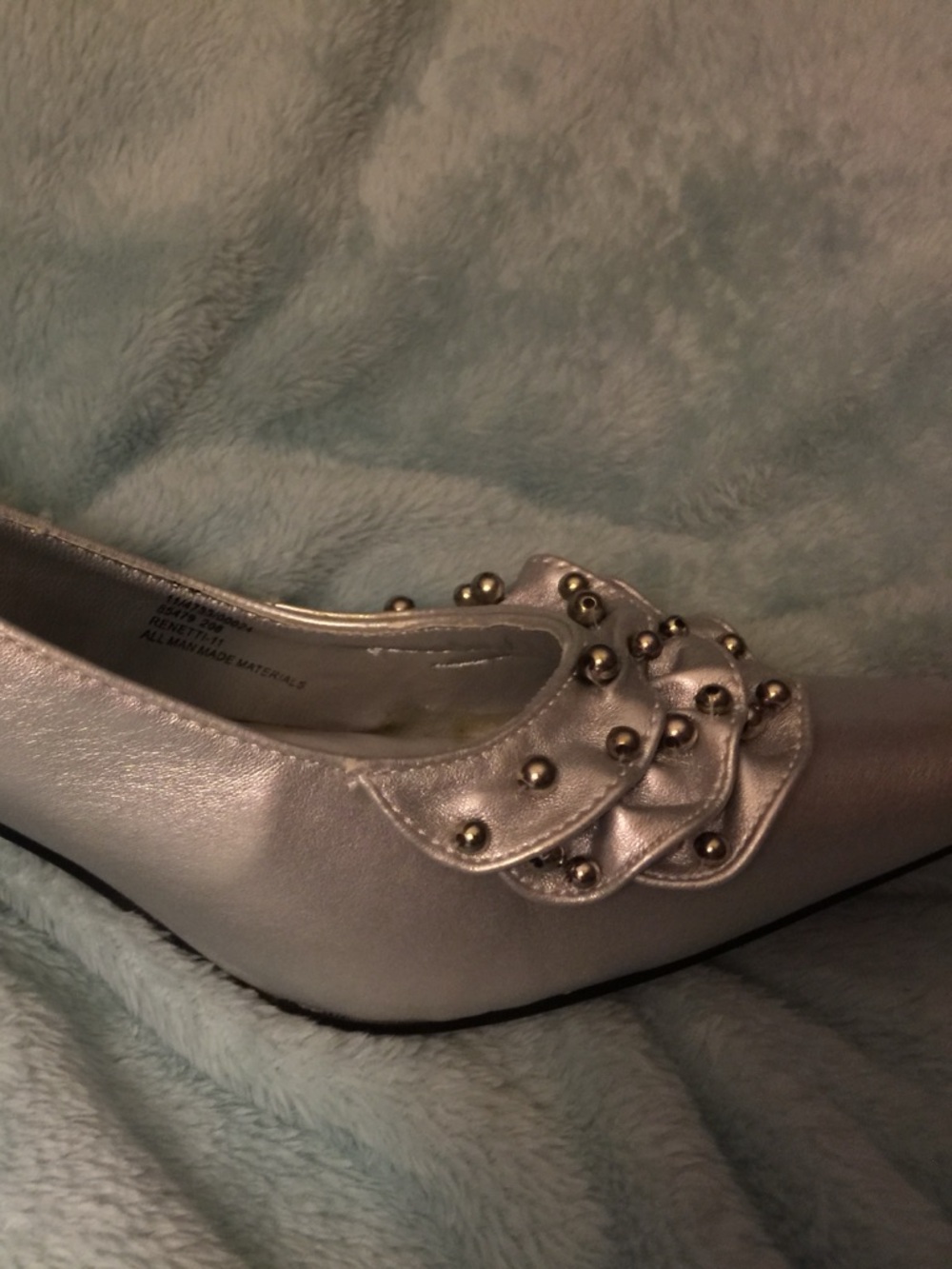 Metallic Silver Studded Heel Pumps
